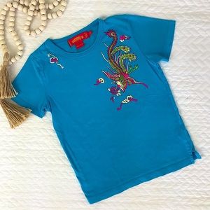 NWOT SHANGHAI TANG•Bright Turquoise Dragon Graphics Short Sleeve T-Shirt…